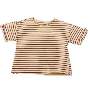 Buru knit striped rainbow multicolor tshirt top size Small